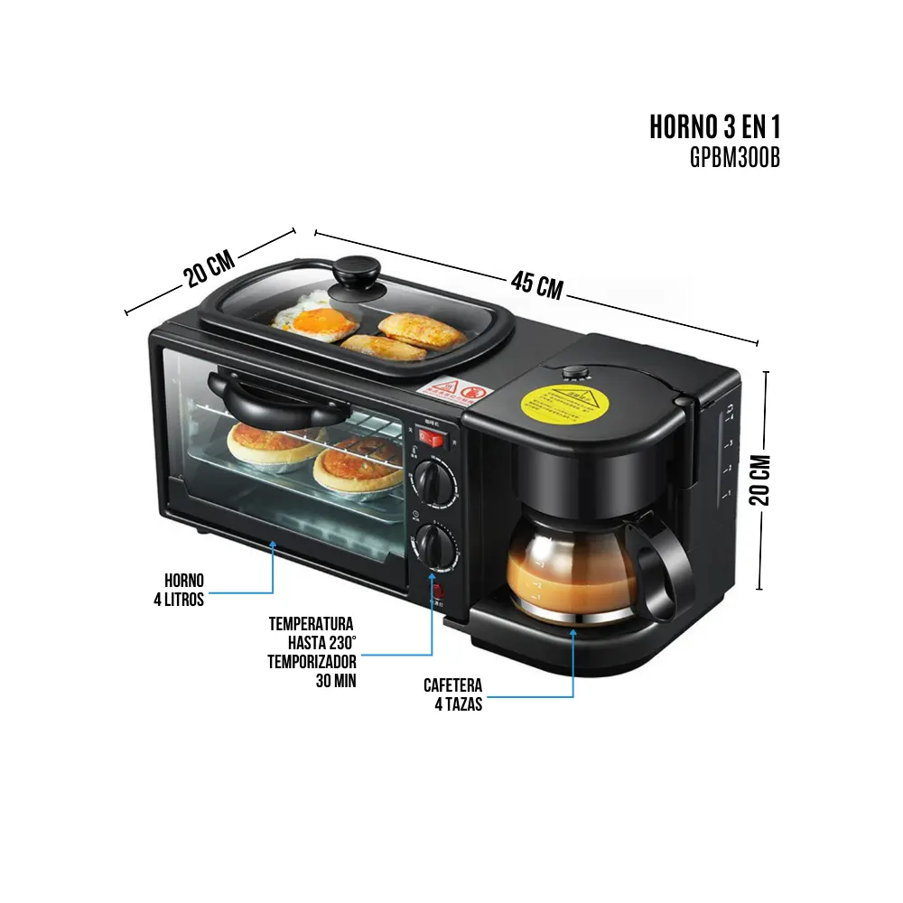 HORNO PARA DESAYUNO 3 EN 1 GIPPON